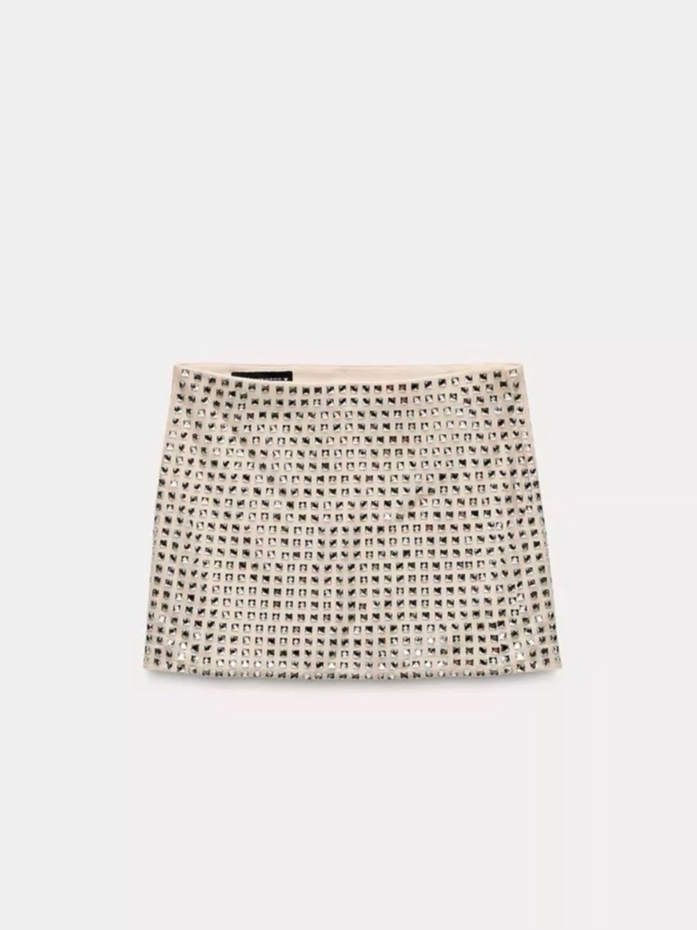 Zara Beige Nude Gem Rhinestone Sparkly Mini Skirt